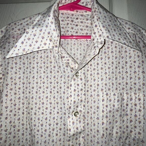 Girl’s Vintage Shirt Sz 12 Little Flowers Pointed Collar Button Down SS Spring - Picture 2 of 9